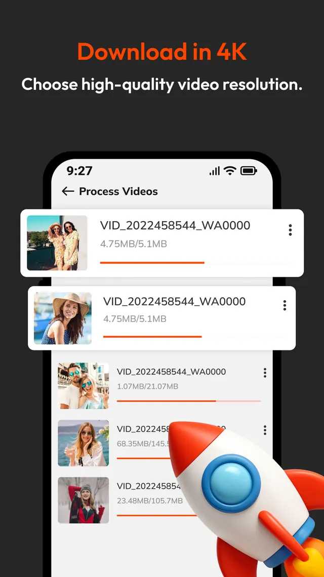 Download list with video quality options