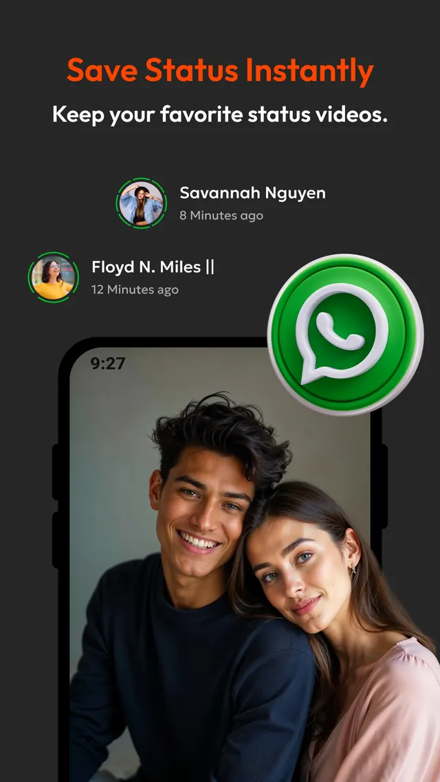 Status saver screen of All Video Downloader & Home